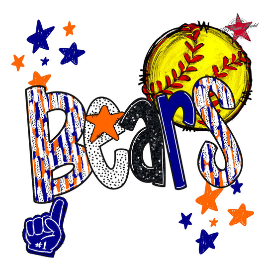 Bears Softball Scrape-Blue & Orange