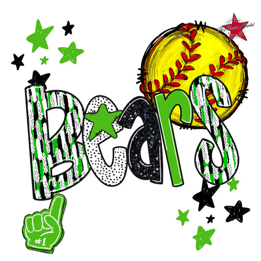 Bears Softball Scrape-Bright Green