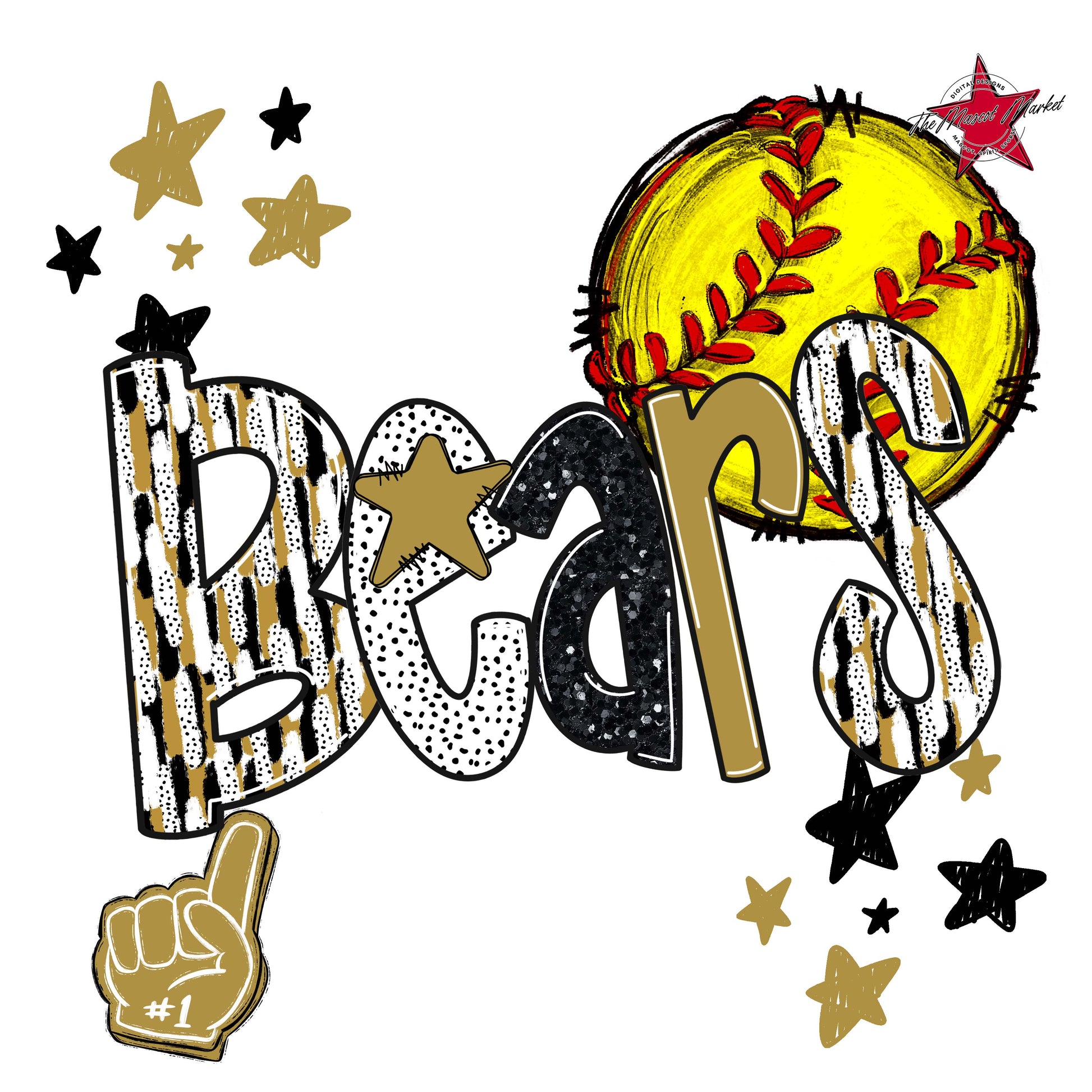 Bears Softball Scrape-Gold