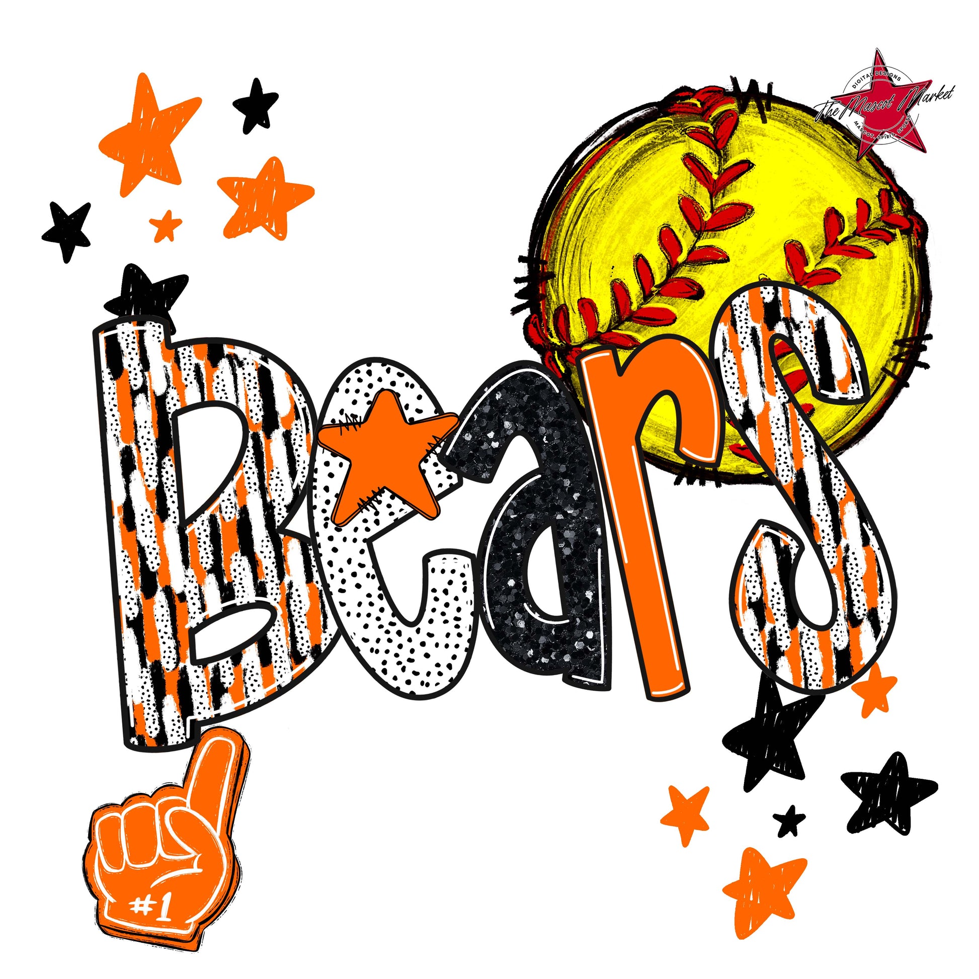 Bears Softball Scrape-Orange