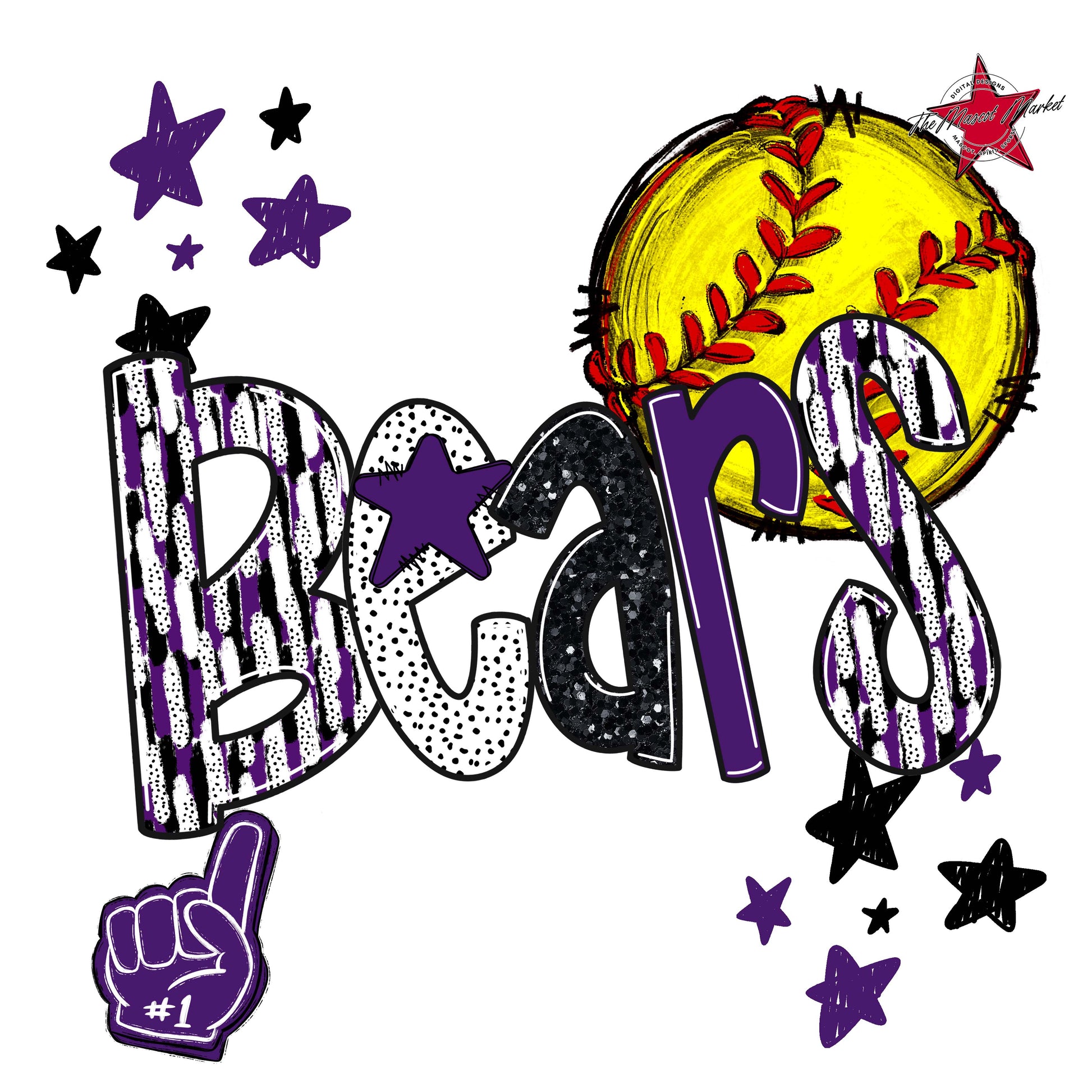 Bears Softball Scrape-Purple