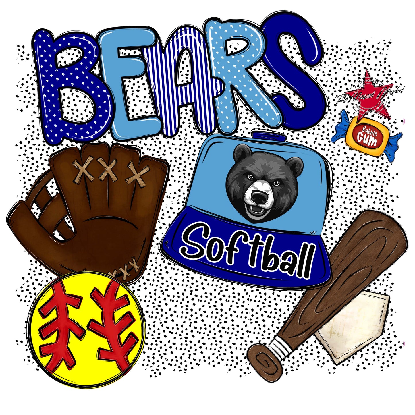 Bears Softball Spirit-Blue & Carolina Blue