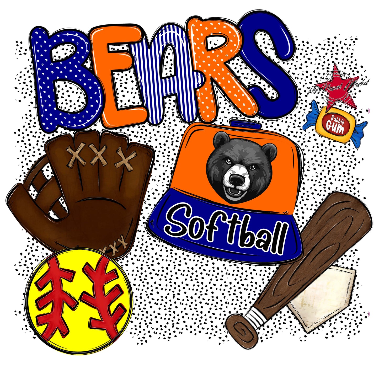 Bears Softball Spirit-Blue & Orange