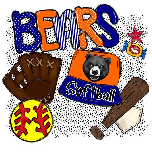 Bears Softball Spirit-Blue & Orange