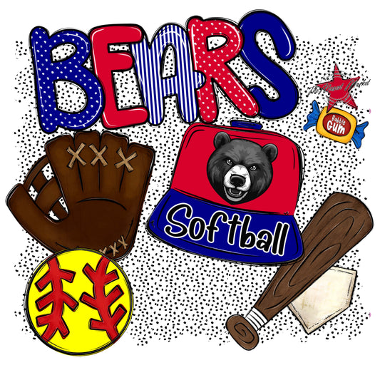Bears Softball Spirit-Blue & Red