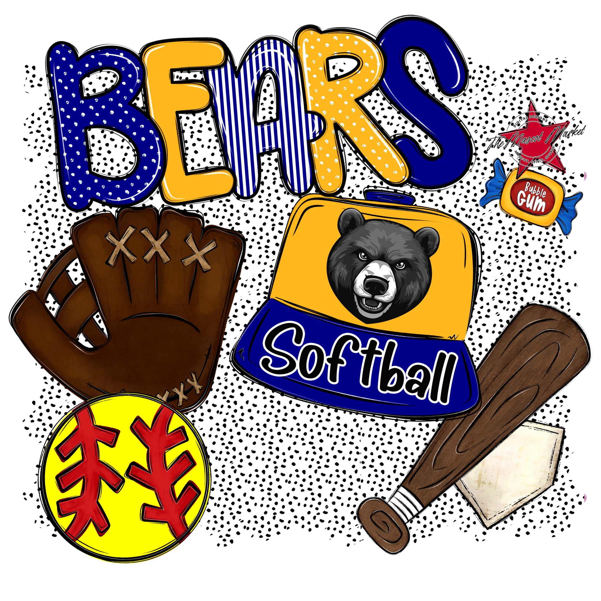 Bears Softball Spirit-Blue & Yellow