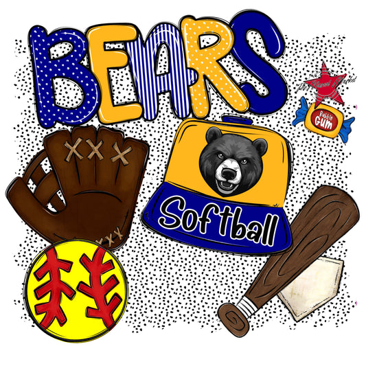 Bears Softball Spirit-Blue & Yellow