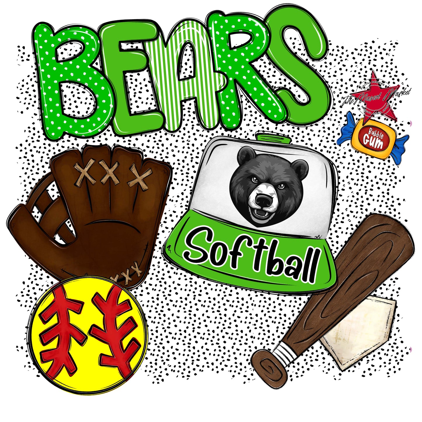 Bears Softball Spirit-Bright Green