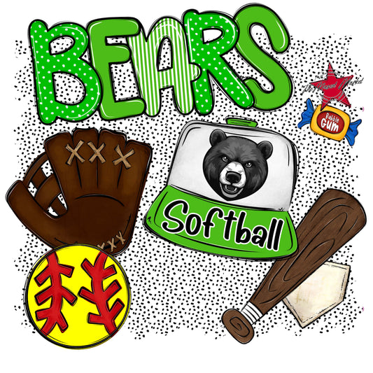 Bears Softball Spirit-Bright Green
