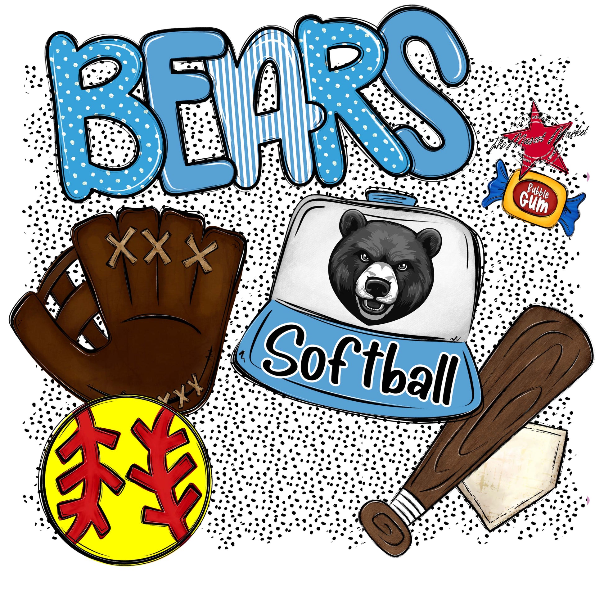 Bears Softball Spirit-Carolina Blue