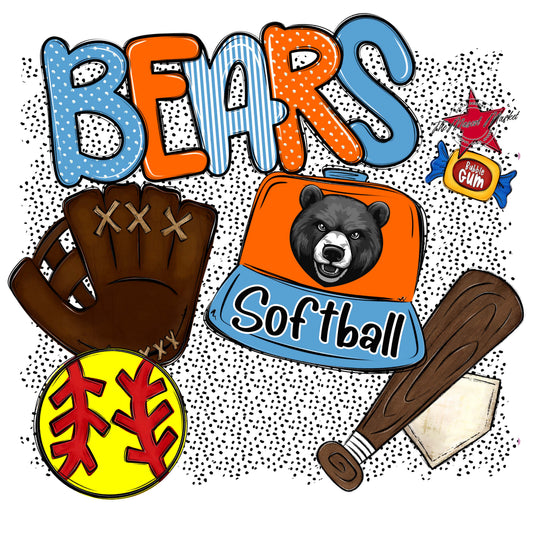 Bears Softball Spirit-Carolina Blue & Orange