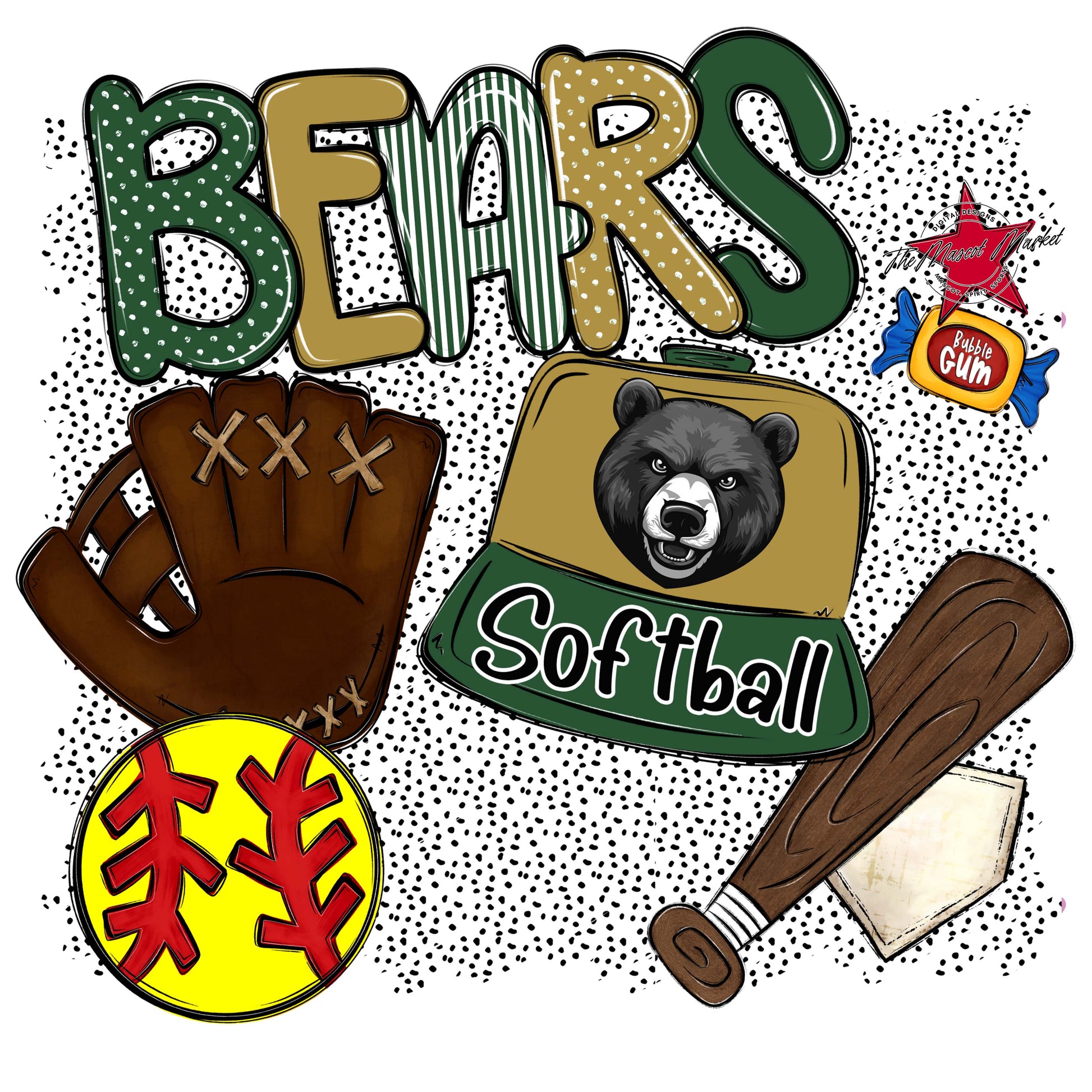 Bears Softball Spirit-Green & Gold