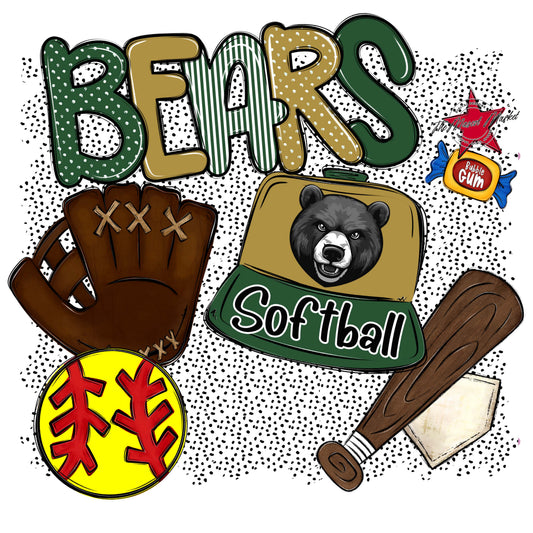 Bears Softball Spirit-Green & Gold