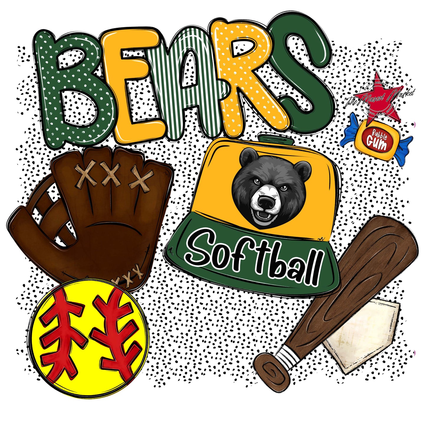 Bears Softball Spirit-Green & Yellow
