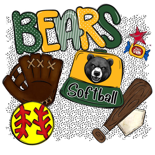 Bears Softball Spirit-Green & Yellow