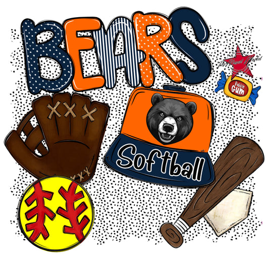 Bears Softball Spirit-Navy & Orange