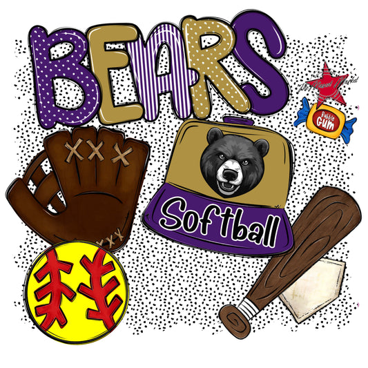 Bears Softball Spirit-Purple & Gold