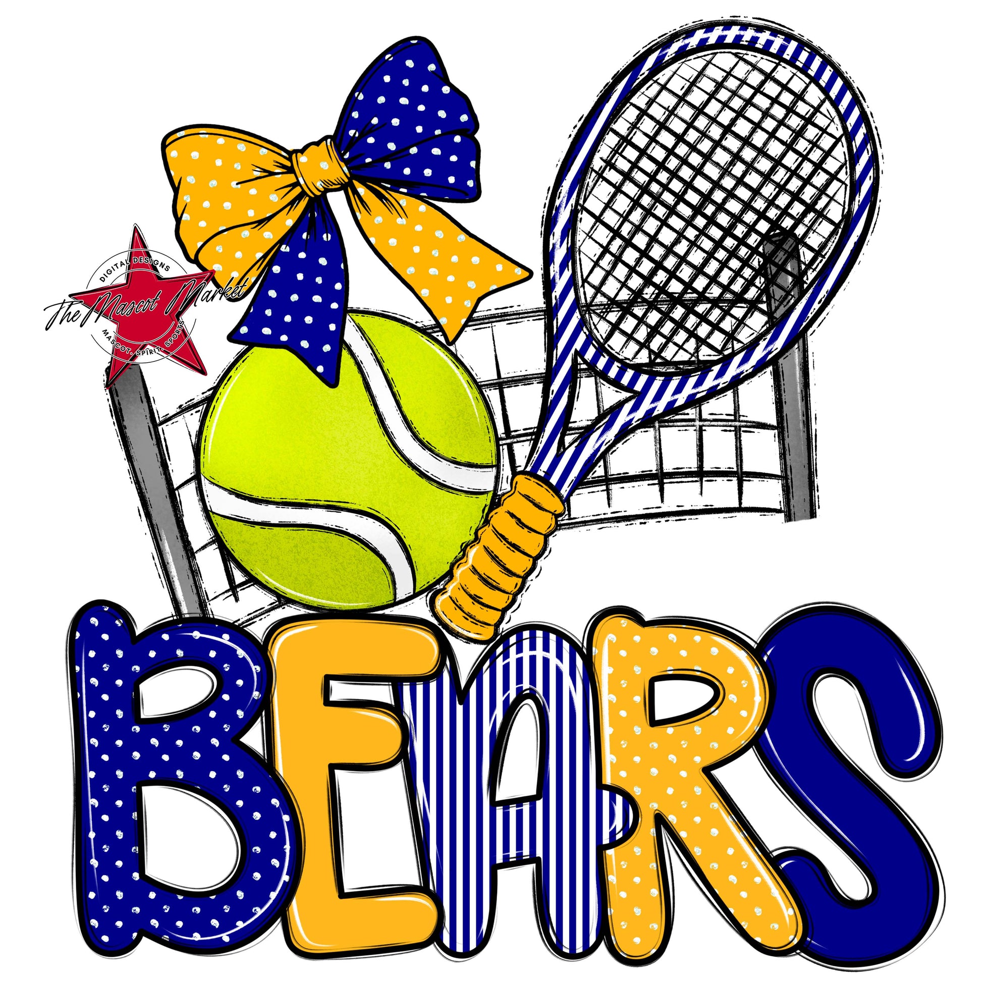 Bears Tennis Spirit Design-Blue & Yellow