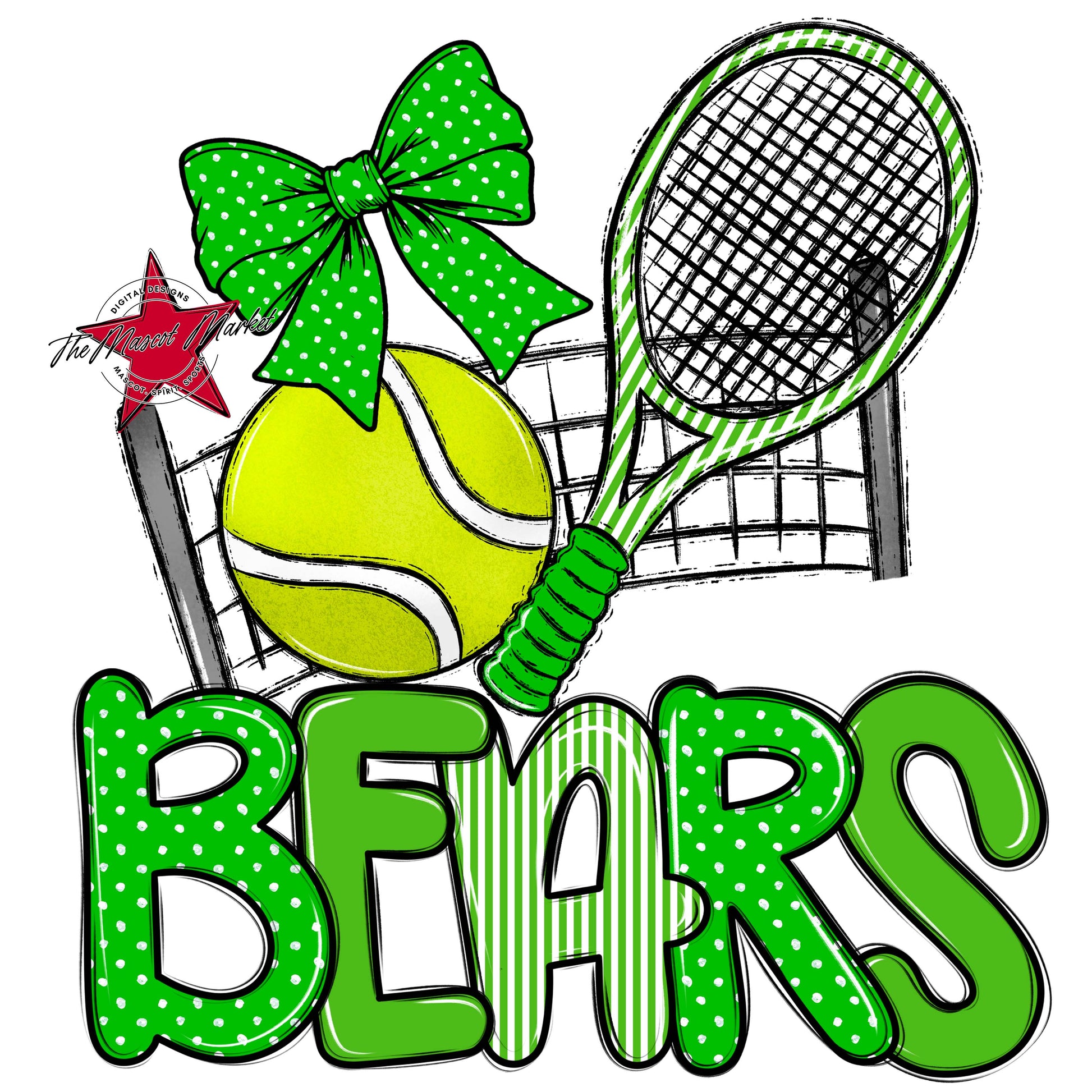 Bears Tennis Spirit Design-Bright Green