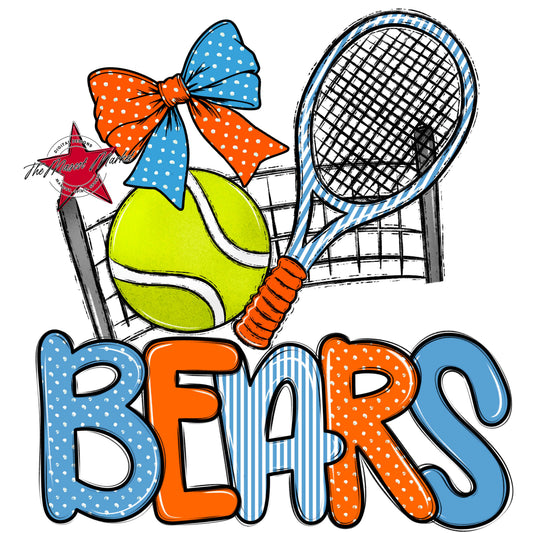 Bears Tennis Spirit Design-Carolina Blue & Orange