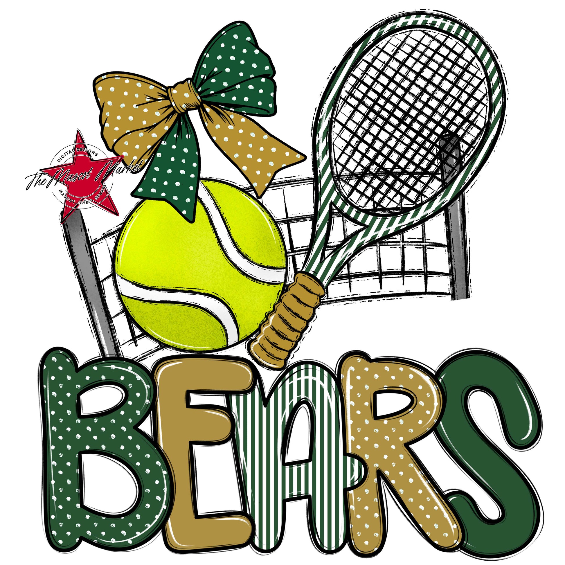 Bears Tennis Spirit Design-Green & Gold