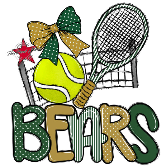 Bears Tennis Spirit Design-Green & Gold