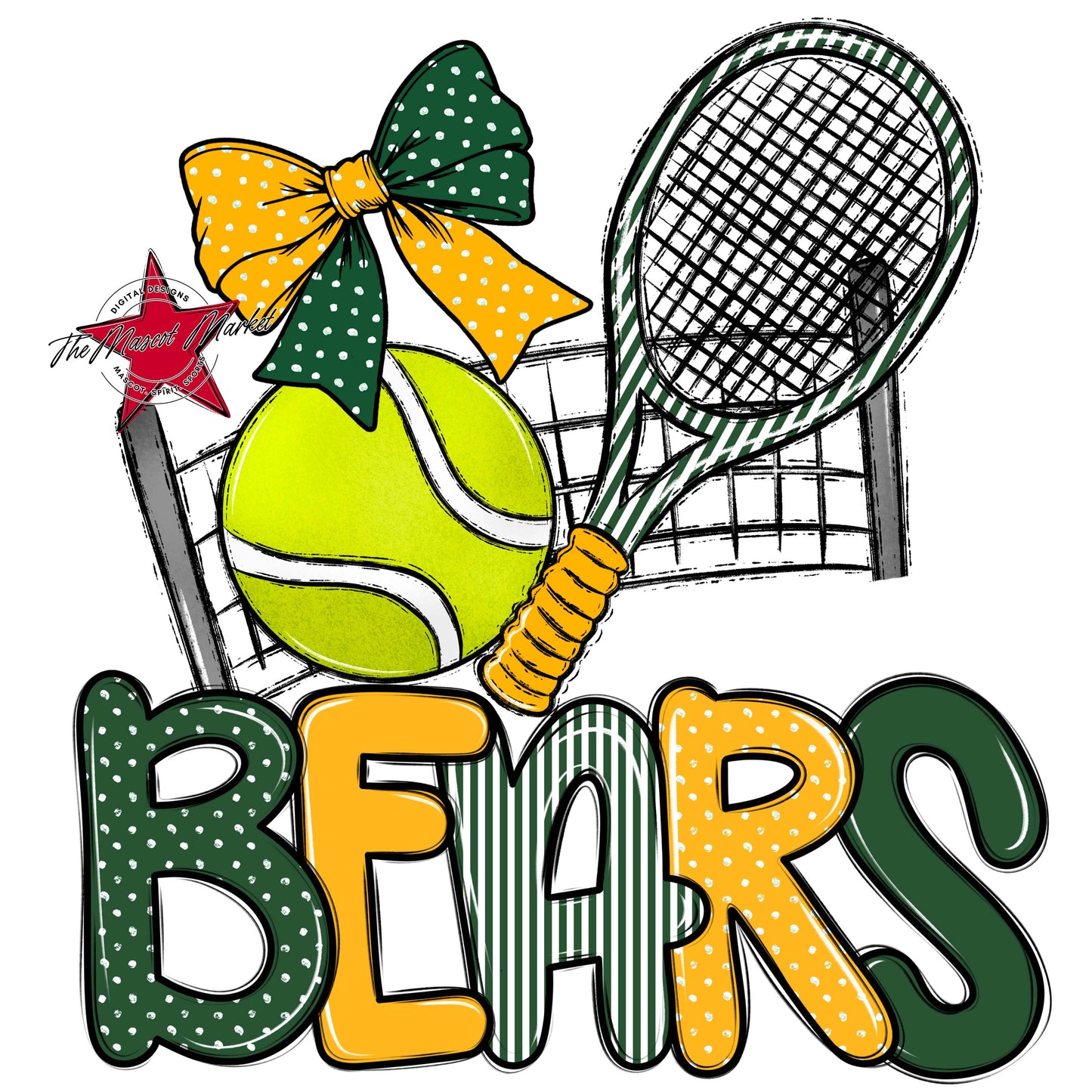 Bears Tennis Spirit Design-Green & Yellow