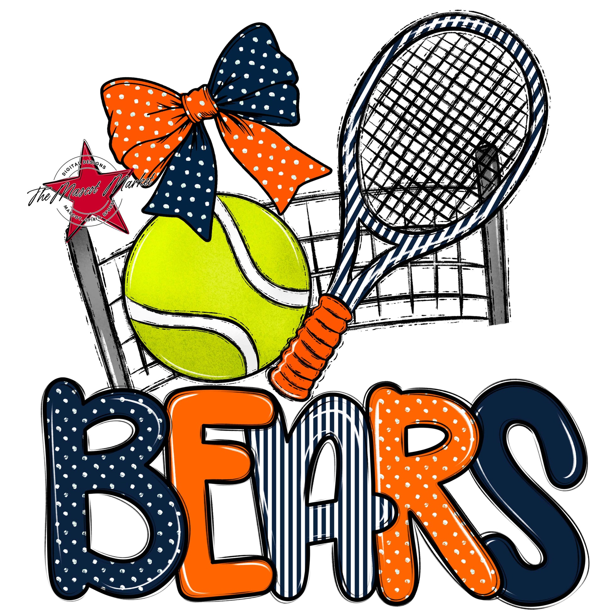 Bears Tennis Spirit Design-Navy & Orange
