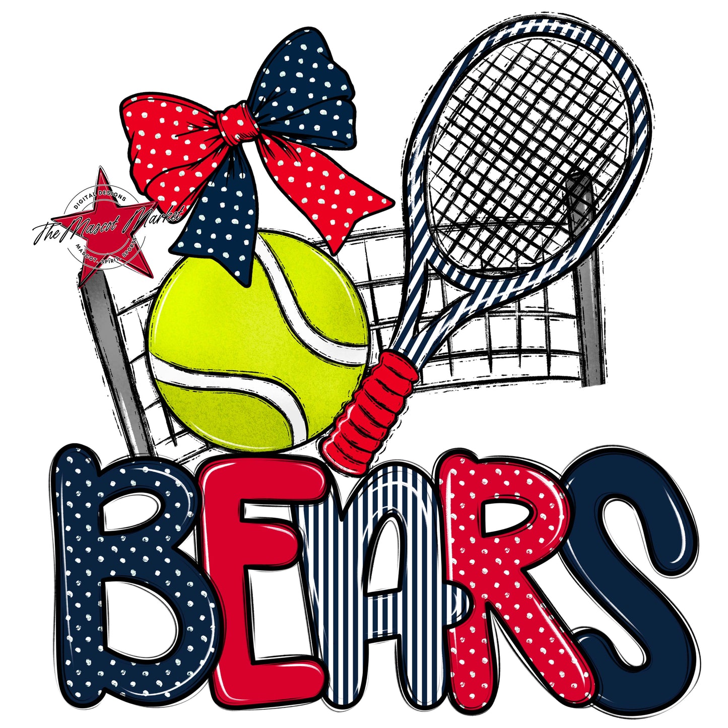 Bears Tennis Spirit Design-Navy & Red