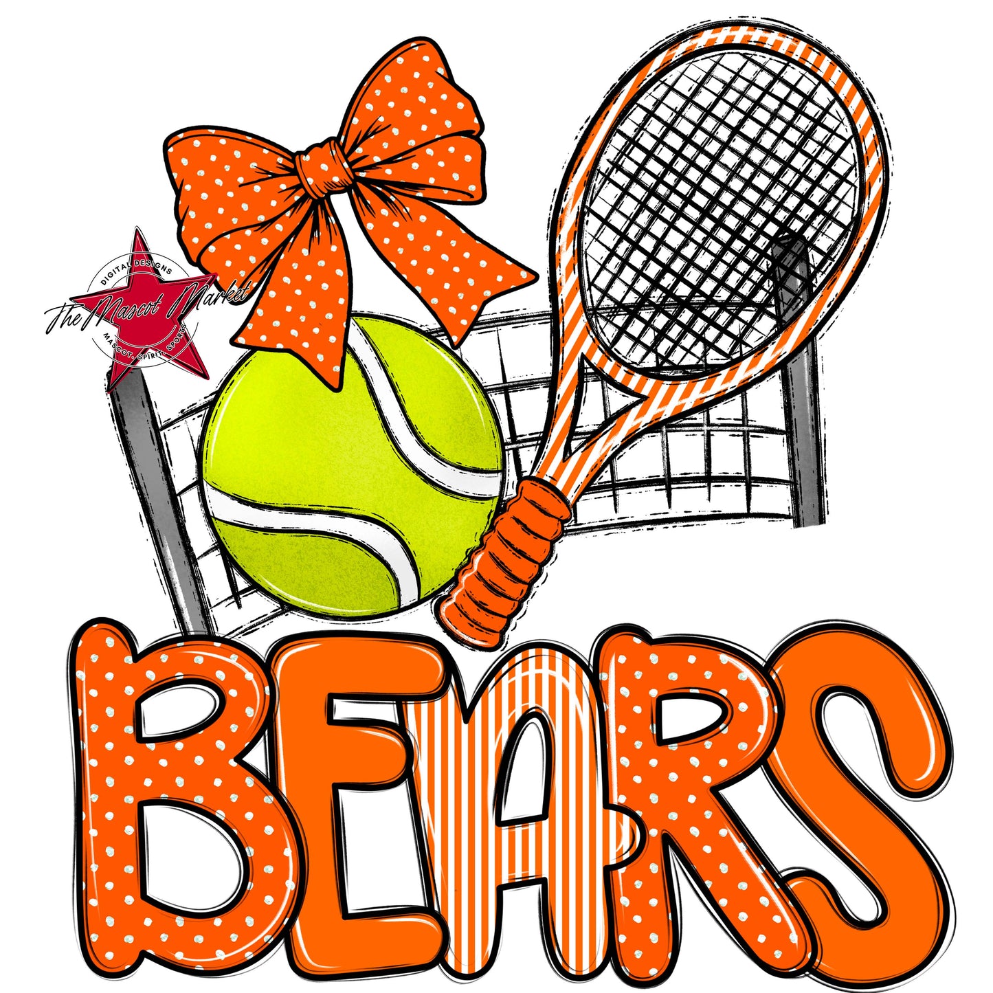 Bears Tennis Spirit Design-Orange