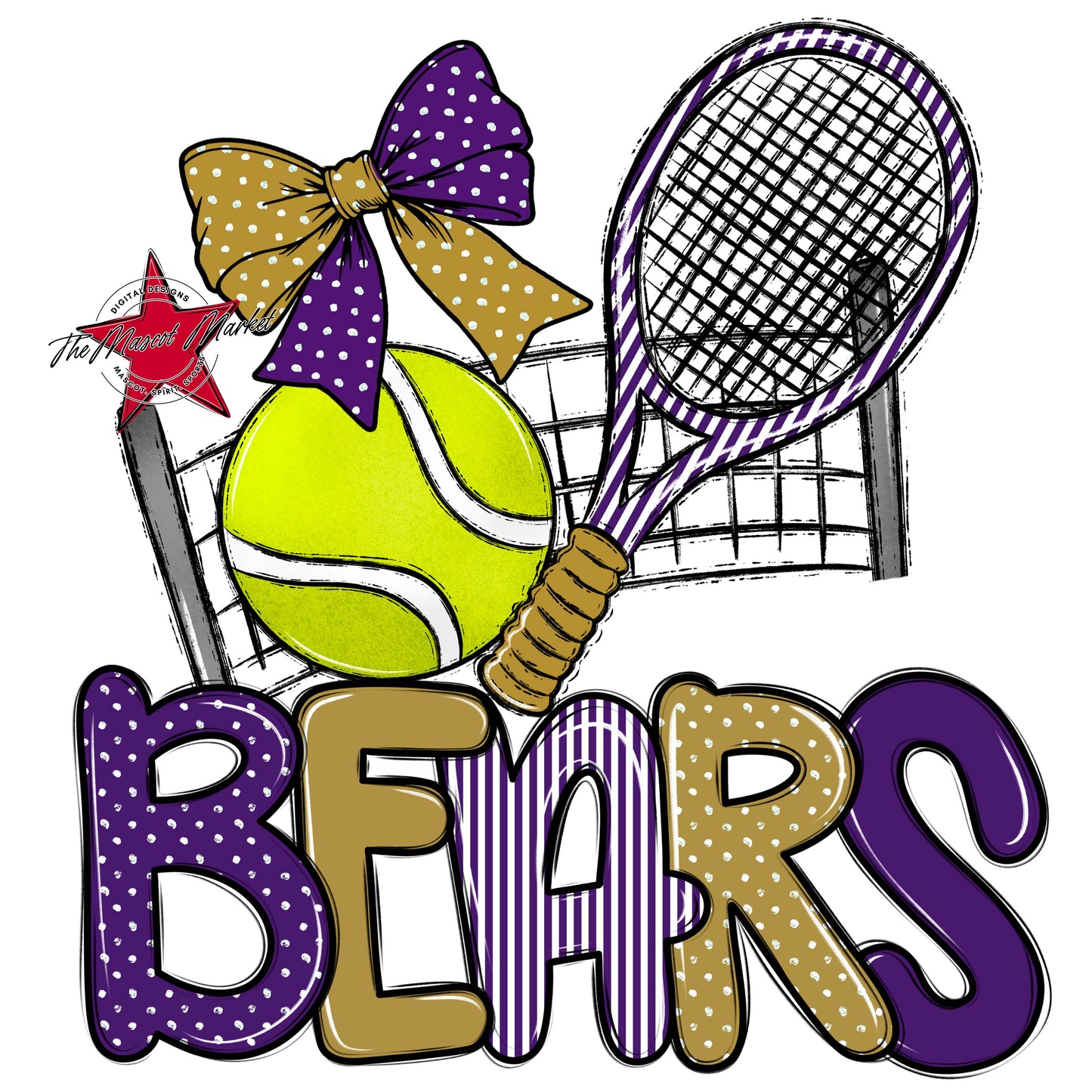 Bears Tennis Spirit Design-Purple & Gold