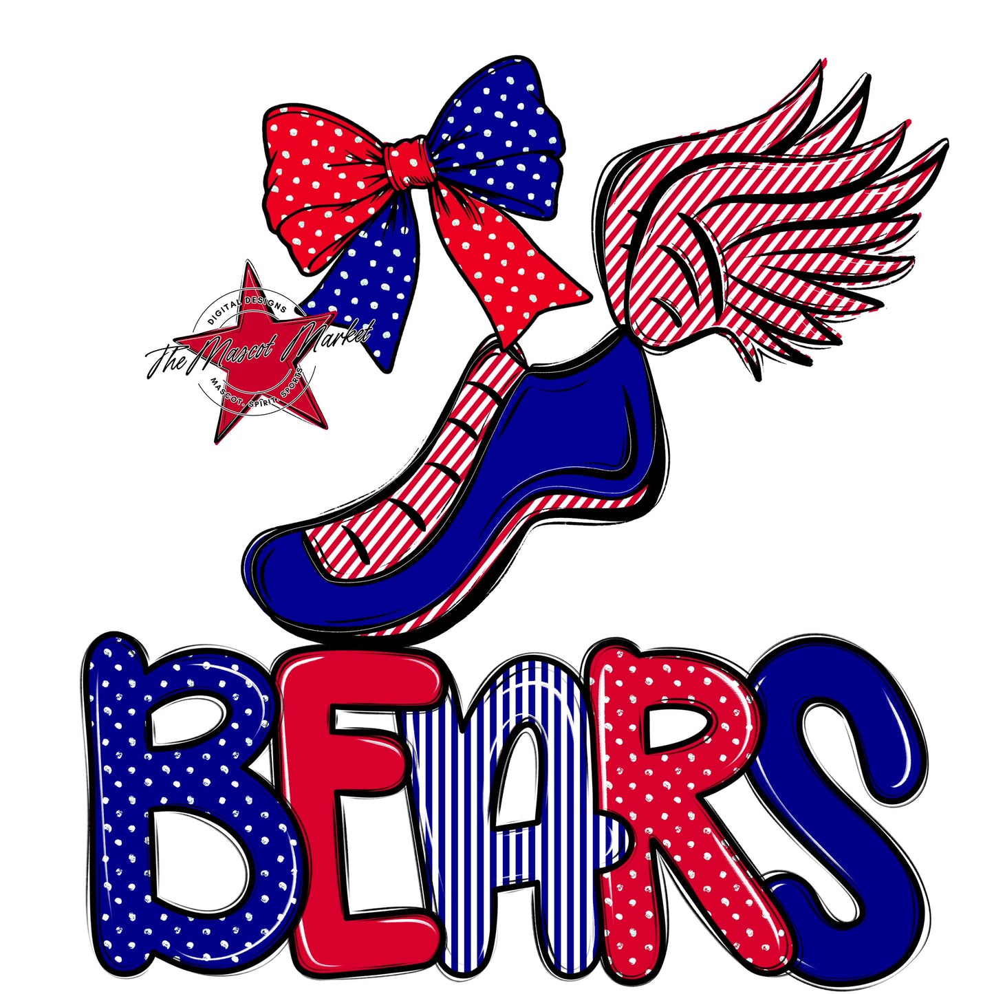 Bears Track Spirit Design-Blue & Red