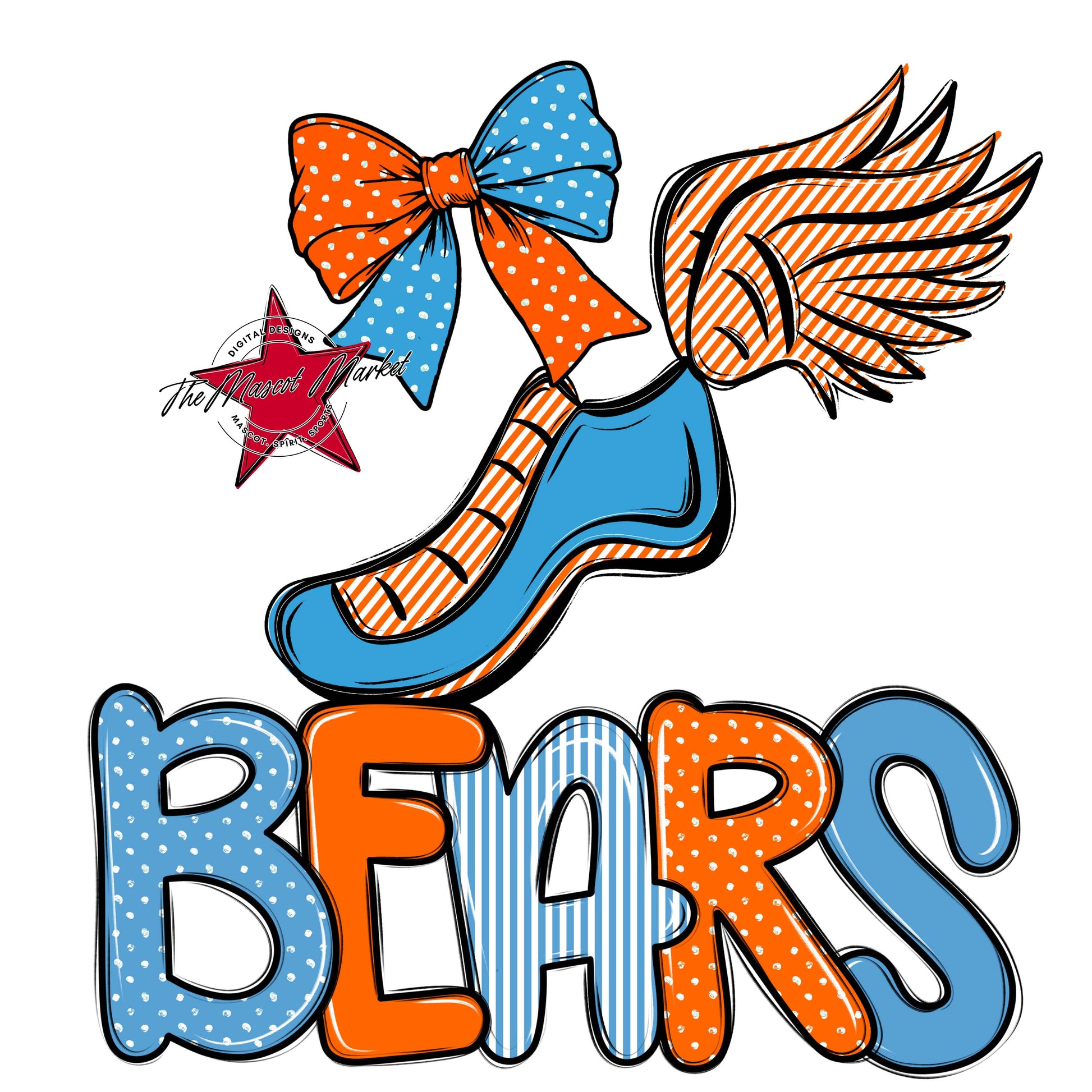 Bears Track Spirit Design-Carolina Blue & Orange