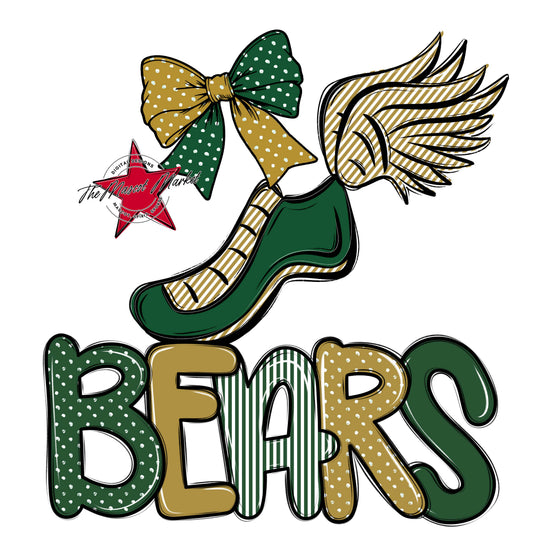 Bears Track Spirit Design-Green & Gold