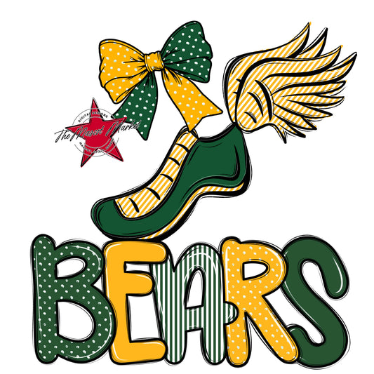 Bears Track Spirit Design-Green & Yellow