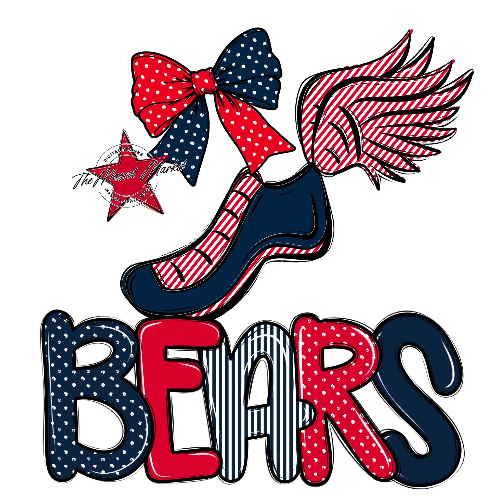 Bears Track Spirit Design-Navy & Red