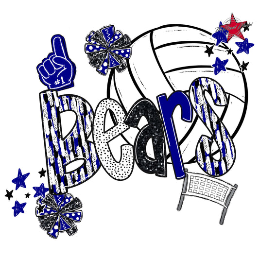 Bears Volleyball Scrape-Blue