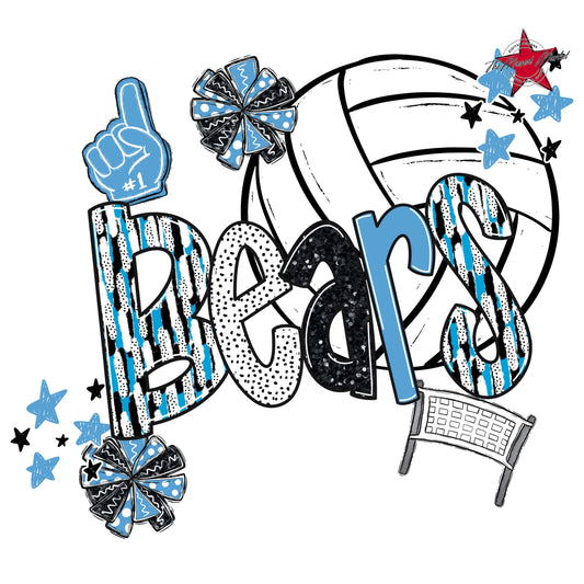Bears Volleyball Scrape-Carolina Blue