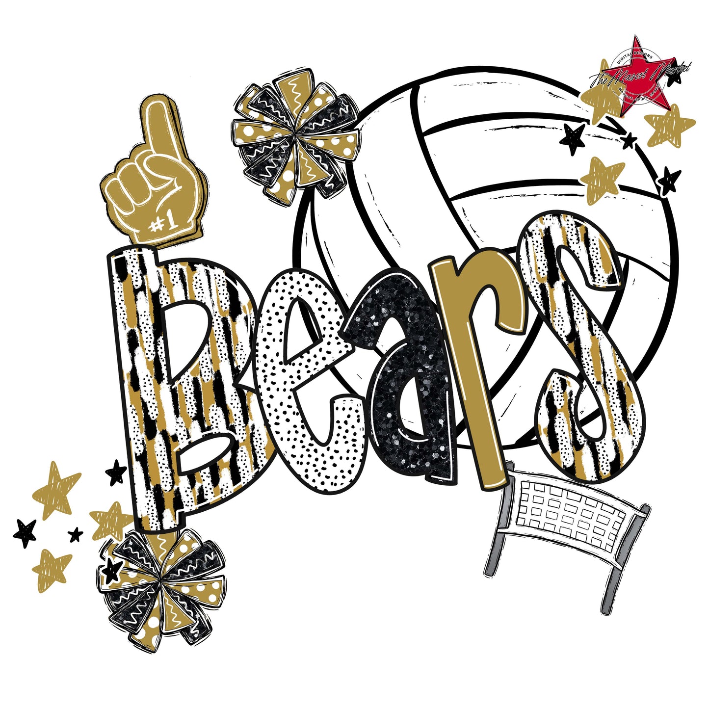 Bears Volleyball Scrape-Gold