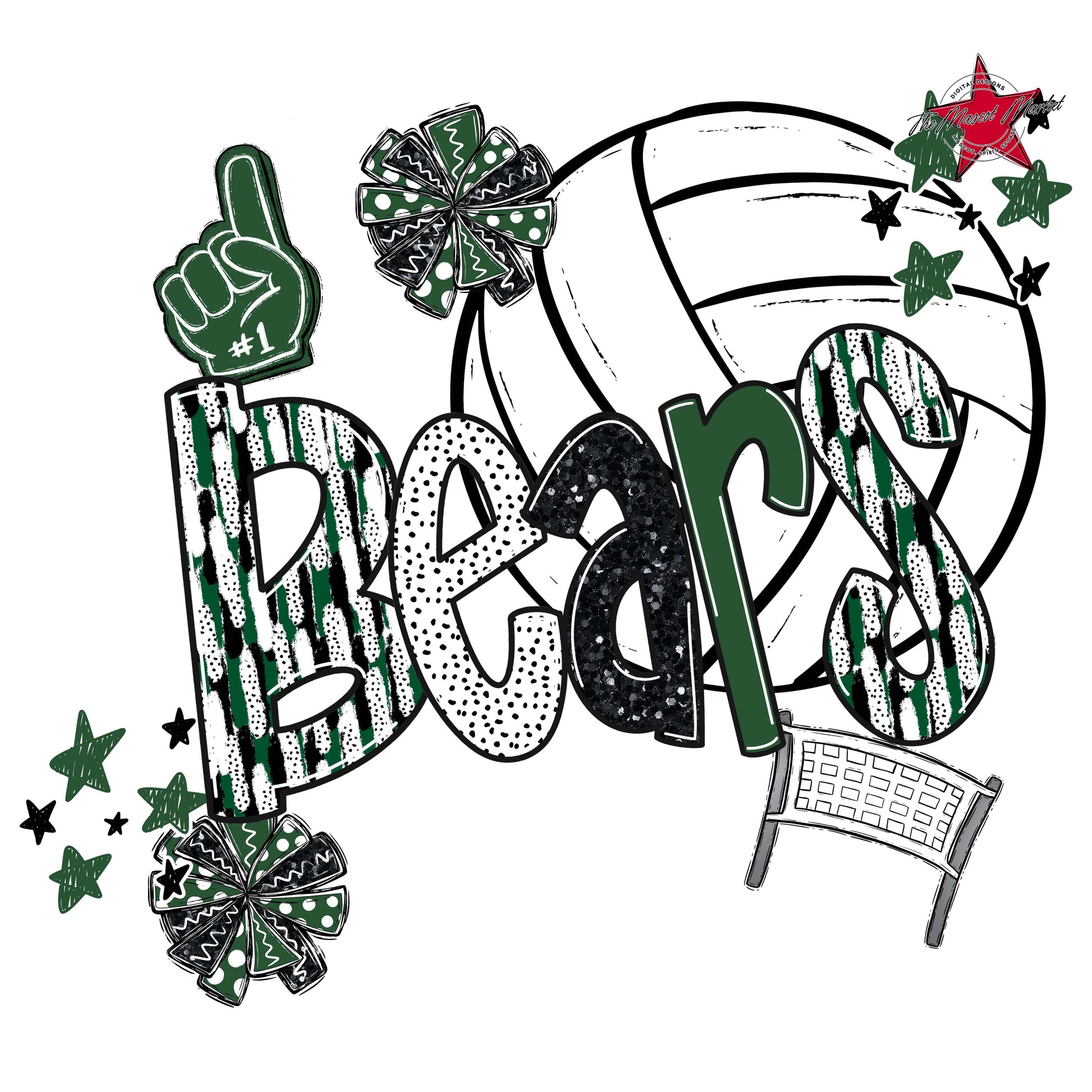 Bears Volleyball Scrape-Green