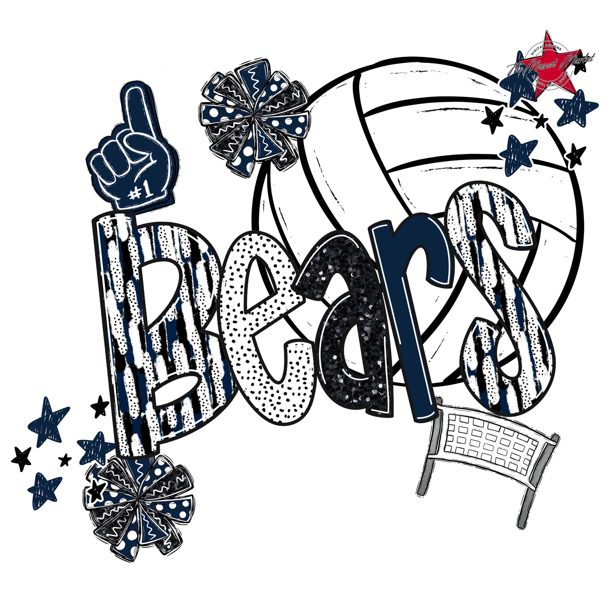 Bears Volleyball Scrape-Navy