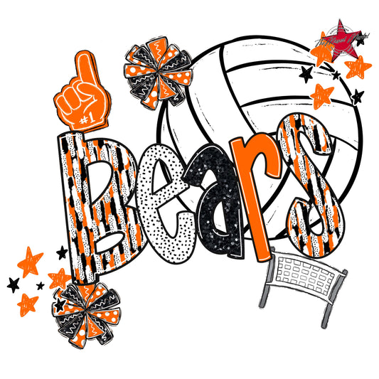 Bears Volleyball Scrape-Orange