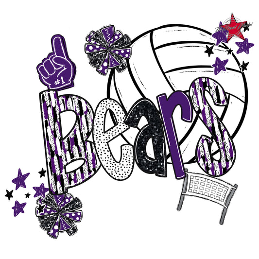 Bears Volleyball Scrape-Purple