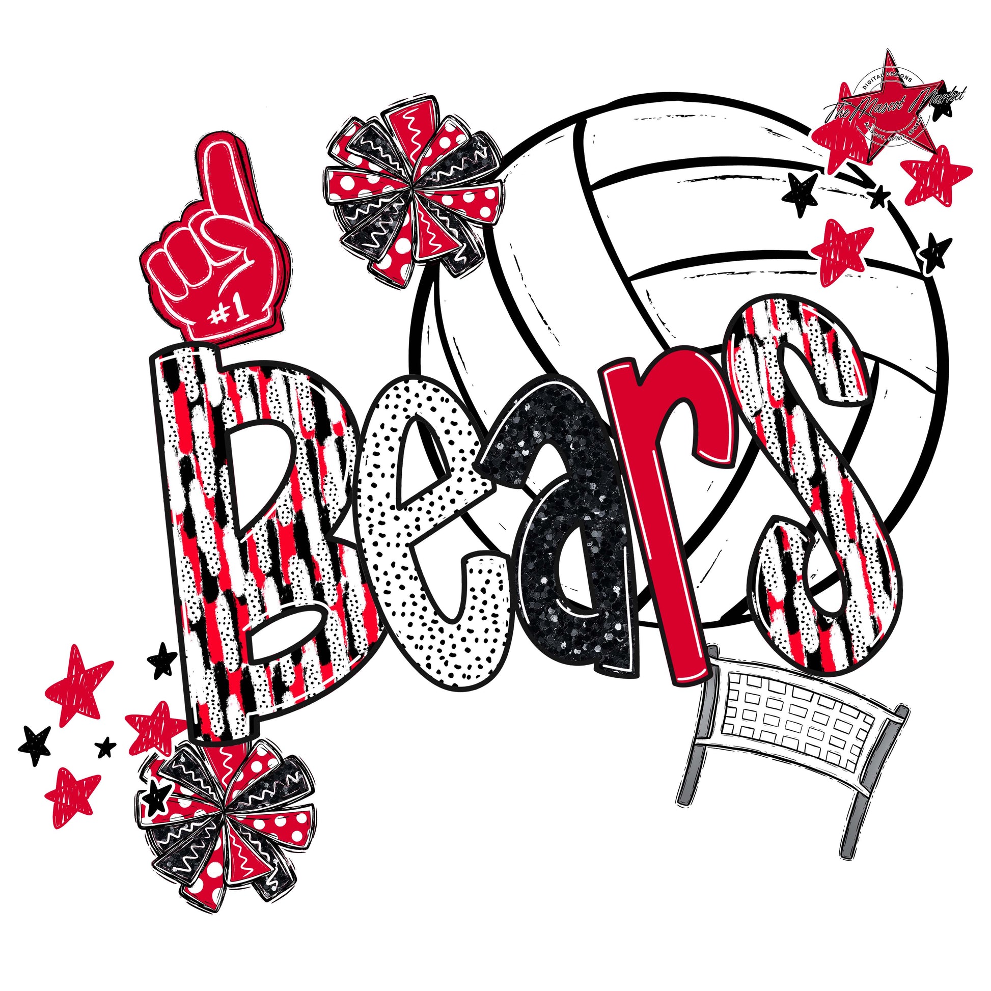 Bears Volleyball Scrape-Red