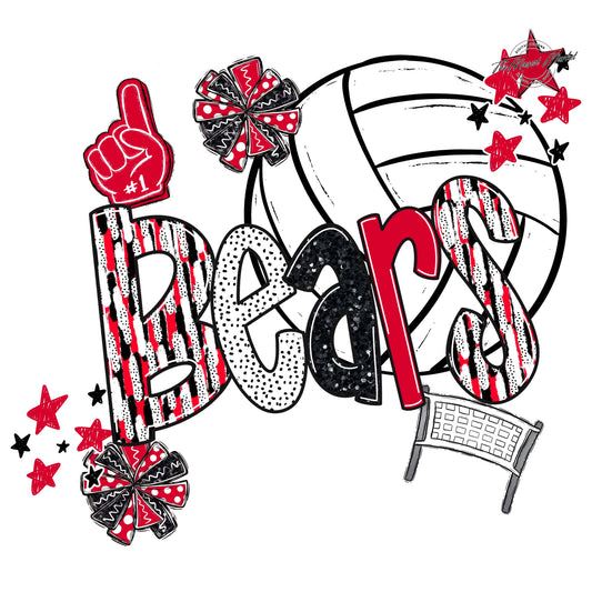 Bears Volleyball Scrape-Red