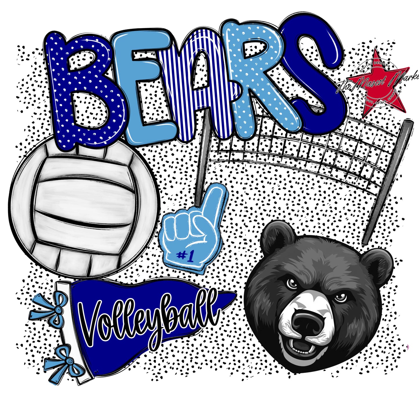 Bears Volleyball Spirit-Blue & Carolina Blue