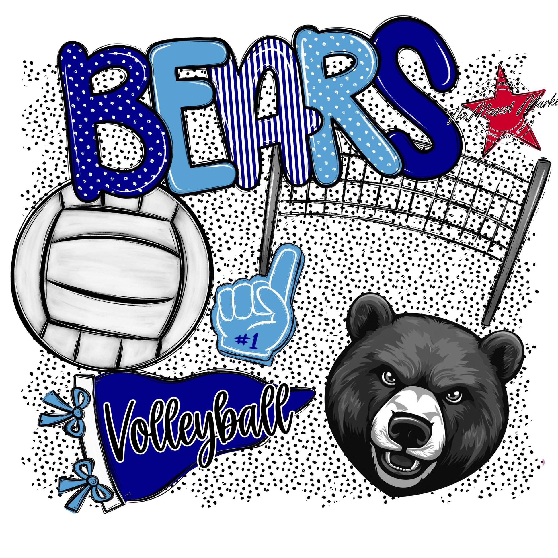 Bears Volleyball Spirit-Blue & Carolina Blue