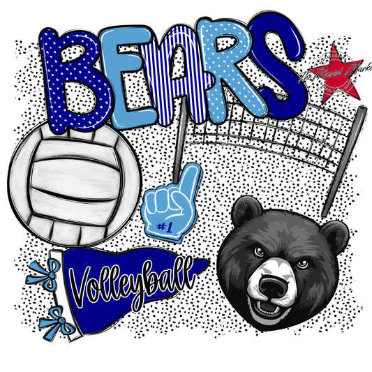 Bears Volleyball Spirit-Blue & Carolina Blue