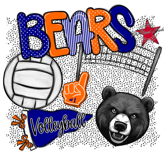 Bears Volleyball Spirit-Blue & Orange