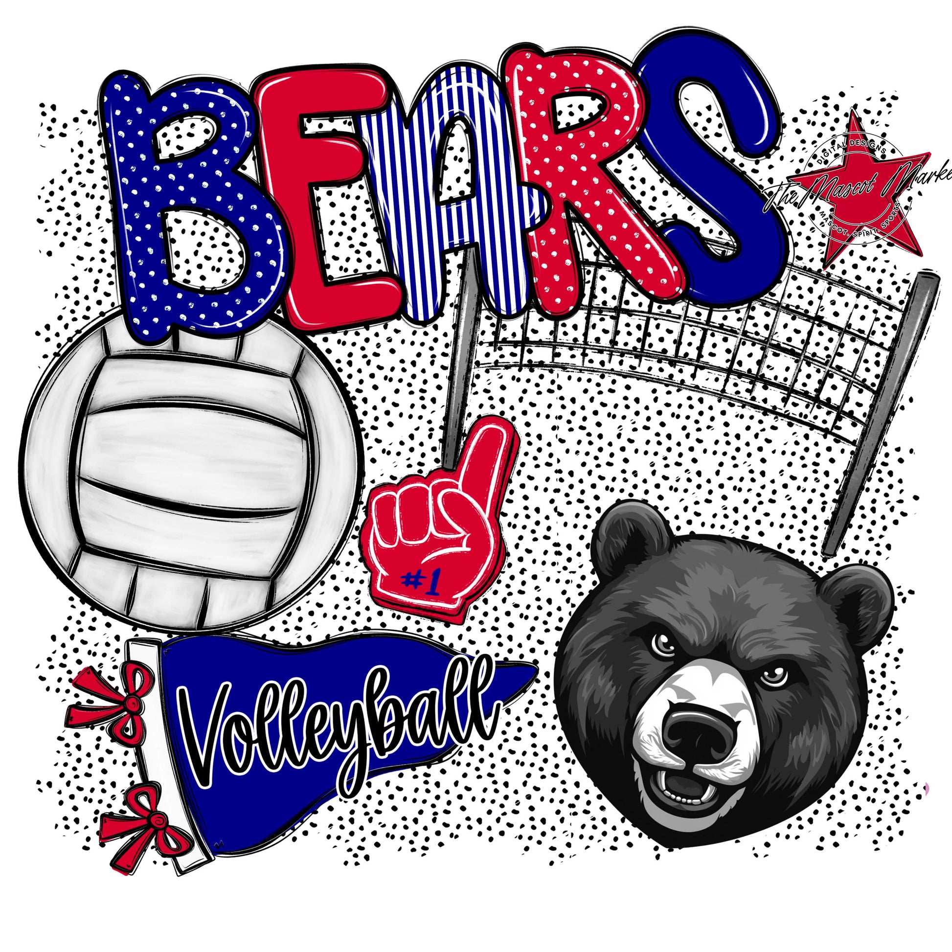 Bears Volleyball Spirit-Blue & Red
